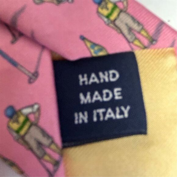 Polo Ralph Lauren Men's Pink Silk Tie Golf Theme Geometric Pattern - Picture 3 of 13